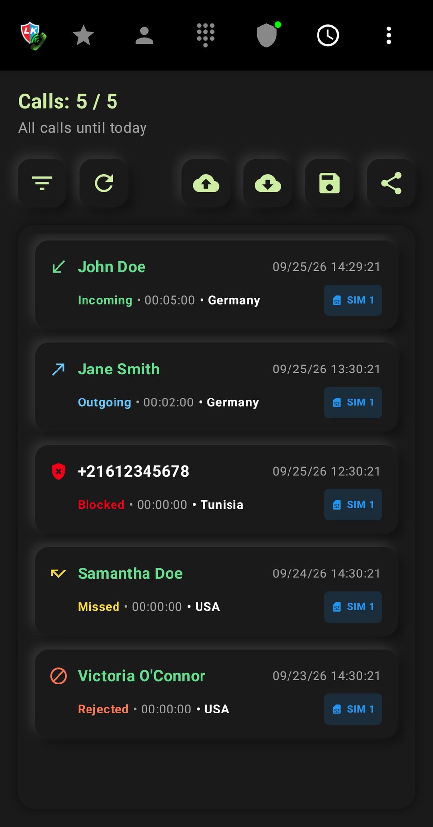 Lechs Dialer & Shield - Anrufliste mit Filterfunktion