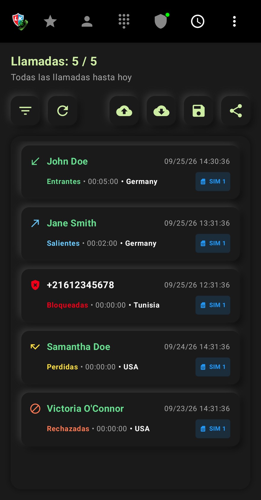 Lechs Dialer & Shield - Anrufliste mit Filterfunktion