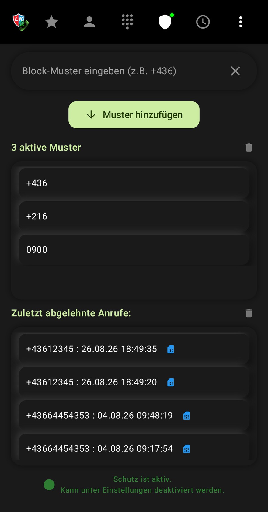 Lechs Dialer & Shield - Spamschutz & Shield Regeln