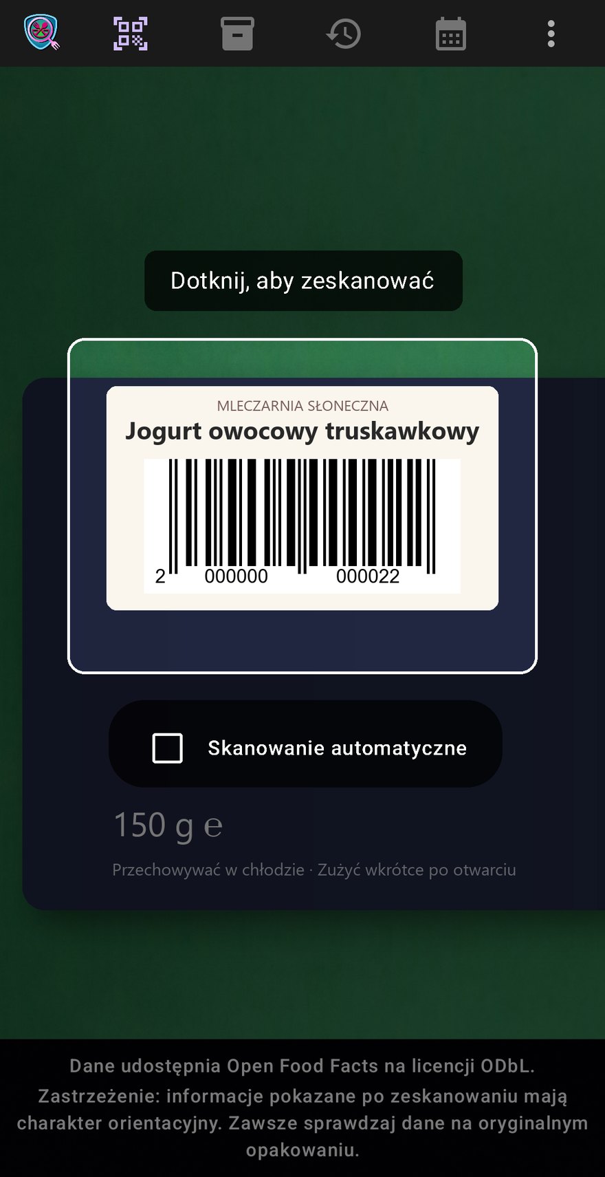 Lechs Food Viewer - Barcode-Scanner