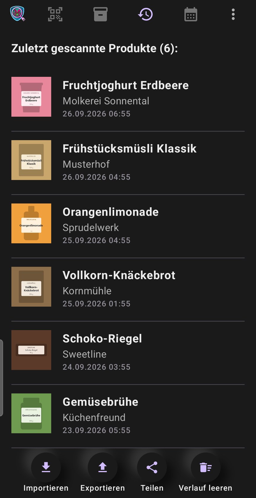 Lechs Food Viewer - Scan-Verlauf