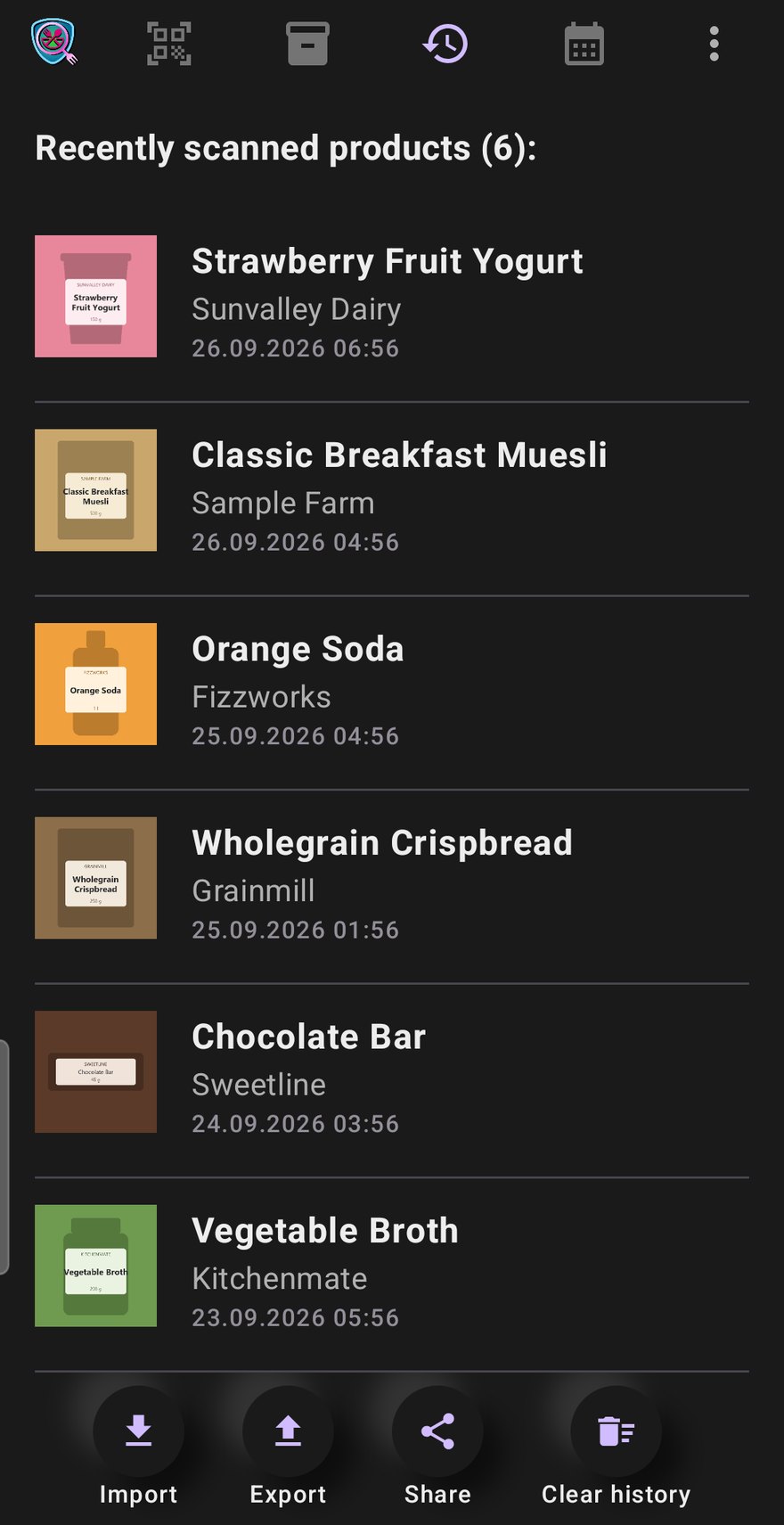 Lechs Food Viewer - Scan-Verlauf