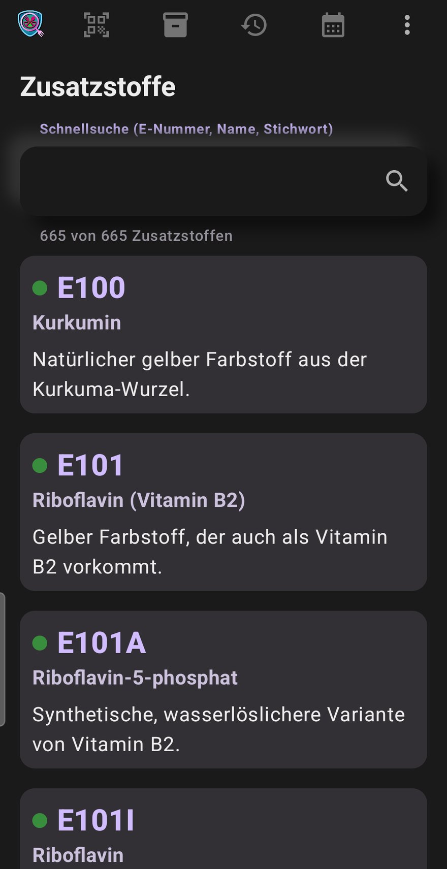 Lechs Food Viewer - Zusatzstoff-Datenbank mit Schnellsuche